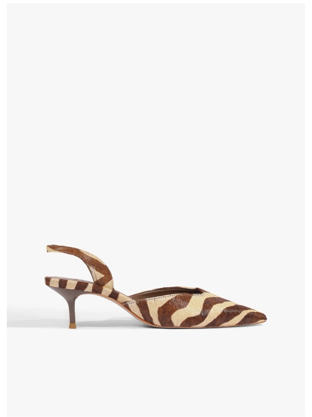 NEVER WORN: SCHUTZ Paola - Brown and Cream Zebra-Print Slingback Pointed Pumps - Picture 2 of 5
